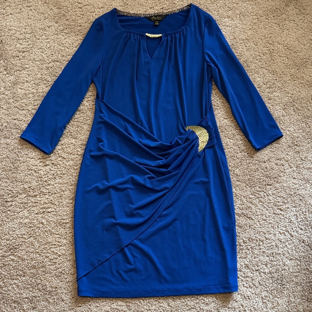 Thalia Sodi Royal Blue Dress with Gold Accent